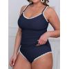 imageCUPSHE Womens Tankini Sets Two Piece Swimsuit Scoop Neck Mid Rise Adjustable Straps Shell Stitched XS4XLPdark Blue