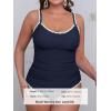 imageCUPSHE Womens Tankini Sets Two Piece Swimsuit Scoop Neck Mid Rise Adjustable Straps Shell Stitched XS4XLPdark Blue
