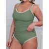 imageCUPSHE Womens Tankini Sets Two Piece Swimsuit Scoop Neck Mid Rise Adjustable Straps Shell Stitched XS4XLPeucalyptus Green