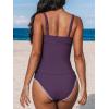 imageCUPSHE Womens Tankini Sets Two Piece Swimsuit Scoop Neck Mid Rise Adjustable Straps Shell Stitched XS4XLPlum Purple