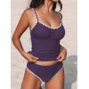 imageCUPSHE Womens Tankini Sets Two Piece Swimsuit Scoop Neck Mid Rise Adjustable Straps Shell Stitched XS4XLPlum Purple