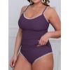imageCUPSHE Womens Tankini Sets Two Piece Swimsuit Scoop Neck Mid Rise Adjustable Straps Shell Stitched XS4XLPplum Purple