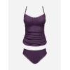imageCUPSHE Womens Tankini Sets Two Piece Swimsuit Scoop Neck Mid Rise Adjustable Straps Shell Stitched XS4XLPplum Purple