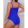 imageCUPSHE Womens Tankini Sets Two Piece Swimsuit Scoop Neck Mid Rise Adjustable Straps Shell Stitched XS4XLProyal Blue