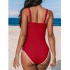 imageCUPSHE Womens Tankini Sets Two Piece Swimsuit Scoop Neck Mid Rise Adjustable Straps Shell Stitched XS4XLRed
