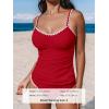 imageCUPSHE Womens Tankini Sets Two Piece Swimsuit Scoop Neck Mid Rise Adjustable Straps Shell Stitched XS4XLRed