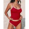 imageCUPSHE Womens Tankini Sets Two Piece Swimsuit Scoop Neck Mid Rise Adjustable Straps Shell Stitched XS4XLRed