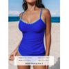 imageCUPSHE Womens Tankini Sets Two Piece Swimsuit Scoop Neck Mid Rise Adjustable Straps Shell Stitched XS4XLRoyal Blue