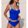 imageCUPSHE Womens Tankini Sets Two Piece Swimsuit Scoop Neck Mid Rise Adjustable Straps Shell Stitched XS4XLRoyal Blue