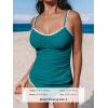 imageCUPSHE Womens Tankini Sets Two Piece Swimsuit Scoop Neck Mid Rise Adjustable Straps Shell Stitched XS4XLTeal