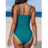 imageCUPSHE Womens Tankini Sets Two Piece Swimsuit Scoop Neck Mid Rise Adjustable Straps Shell Stitched XS4XLTeal
