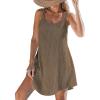 imageCUPSHE Women Bathing Suit Cover Up Spaghetti Straps Swim Beach Dresses Hollow Out Swimsuit Coverup 2025Brown