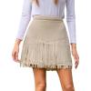 imageCUPSHE Women Skirts Terra Cotta High Waist Fringe Mini Skirt Short SkirtsApricot
