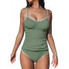imageCUPSHE Womens Tankini Sets Two Piece Swimsuit Scoop Neck Mid Rise Adjustable Straps Shell Stitched XS4XLEucalyptus Green