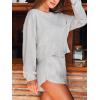 imageCUPSHE Ribbed Knit Long Sleeve and Short Pajama Sets 2 Piece Button Down Long Sleeve PJs for Women Soft LoungewearAgrey