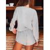 imageCUPSHE Ribbed Knit Long Sleeve and Short Pajama Sets 2 Piece Button Down Long Sleeve PJs for Women Soft LoungewearAgrey