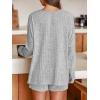 imageCUPSHE Ribbed Knit Long Sleeve and Short Pajama Sets 2 Piece Button Down Long Sleeve PJs for Women Soft LoungewearBgrey