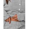 imageCUPSHE Ribbed Knit Long Sleeve and Short Pajama Sets 2 Piece Button Down Long Sleeve PJs for Women Soft LoungewearBgrey