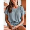 imageCUPSHE Ribbed Knit Long Sleeve and Short Pajama Sets 2 Piece Button Down Long Sleeve PJs for Women Soft LoungewearCblue