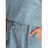 imageCUPSHE Ribbed Knit Long Sleeve and Short Pajama Sets 2 Piece Button Down Long Sleeve PJs for Women Soft LoungewearCblue