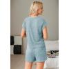 imageCUPSHE Ribbed Knit Long Sleeve and Short Pajama Sets 2 Piece Button Down Long Sleeve PJs for Women Soft LoungewearCblue