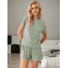 imageCUPSHE Ribbed Knit Long Sleeve and Short Pajama Sets 2 Piece Button Down Long Sleeve PJs for Women Soft LoungewearCgreen