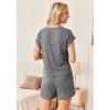 imageCUPSHE Ribbed Knit Long Sleeve and Short Pajama Sets 2 Piece Button Down Long Sleeve PJs for Women Soft LoungewearCgrey