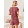 imageCUPSHE Ribbed Knit Long Sleeve and Short Pajama Sets 2 Piece Button Down Long Sleeve PJs for Women Soft LoungewearCred