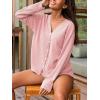 imageCUPSHE Ribbed Knit Long Sleeve and Short Pajama Sets 2 Piece Button Down Long Sleeve PJs for Women Soft LoungewearPink