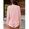 imageCUPSHE Ribbed Knit Long Sleeve and Short Pajama Sets 2 Piece Button Down Long Sleeve PJs for Women Soft LoungewearPink