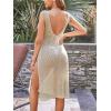 imageCUPSHE Women Crochet Swimsuit Cover Up Sleeveless Hollow Out Long Swimwear Coverup 2025 Split Mesh Beach DressApricot