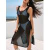 imageCUPSHE Women Crochet Swimsuit Cover Up Sleeveless Hollow Out Long Swimwear Coverup 2025 Split Mesh Beach DressBlack