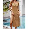 imageCUPSHE Women Crochet Swimsuit Cover Up Sleeveless Hollow Out Long Swimwear Coverup 2025 Split Mesh Beach DressBrown