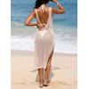imageCUPSHE Women Crochet Swimsuit Cover Up Sleeveless Hollow Out Long Swimwear Coverup 2025 Split Mesh Beach DressPink