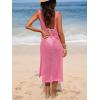 imageCUPSHE Women Crochet Swimsuit Cover Up Sleeveless Hollow Out Long Swimwear Coverup 2025 Split Mesh Beach DressRose Red