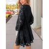imageCUPSHE Women Elegant V Neck Lace Peasant Sleeve Summer Dress Elastic High Waist A Line Casual Wedding Guest Mini DressBlack