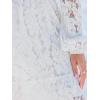 imageCUPSHE Women Elegant V Neck Lace Peasant Sleeve Summer Dress Elastic High Waist A Line Casual Wedding Guest Mini DressWhite