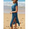 imageCUPSHE Womens Crochet Swim Suit Coverup Cap Sleeve Knit Loose Beach Cover Ups Side Split Midi DressBlue