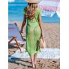 imageCUPSHE Womens Crochet Swim Suit Coverup Cap Sleeve Knit Loose Beach Cover Ups Side Split Midi DressSpring Green