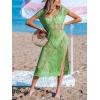 imageCUPSHE Womens Crochet Swim Suit Coverup Cap Sleeve Knit Loose Beach Cover Ups Side Split Midi DressSpring Green