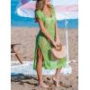 imageCUPSHE Womens Crochet Swim Suit Coverup Cap Sleeve Knit Loose Beach Cover Ups Side Split Midi DressSpring Green