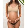 imageCUPSHE Womens Maternity Bikini Sets Pregnancy Swimsuit Low Rise Scalloped Scoop Neck Adjustable Straps Back HookBeigeBrown