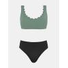 imageCUPSHE Womens Maternity Bikini Sets Pregnancy Swimsuit Low Rise Scalloped Scoop Neck Adjustable Straps Back HookOlive GreenBlack