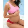 imageCUPSHE Womens Maternity Bikini Sets Pregnancy Swimsuit Low Rise Scalloped Scoop Neck Adjustable Straps Back HookPinkRed