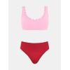 imageCUPSHE Womens Maternity Bikini Sets Pregnancy Swimsuit Low Rise Scalloped Scoop Neck Adjustable Straps Back HookPinkRed