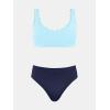 imageCUPSHE Womens Maternity Bikini Sets Pregnancy Swimsuit Low Rise Scalloped Scoop Neck Adjustable Straps Back HookSky BlueNavy
