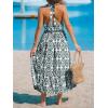 imageCUPSHE Womens Midi Dress Halter Paisley Sleeveless Cutout Waist Long Beach Boho Summer DressBlack Paisley