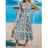 imageCUPSHE Womens Midi Dress Halter Paisley Sleeveless Cutout Waist Long Beach Boho Summer DressBlack Paisley