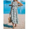 imageCUPSHE Womens Midi Dress Halter Paisley Sleeveless Cutout Waist Long Beach Boho Summer DressBlack Paisley