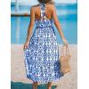 imageCUPSHE Womens Midi Dress Halter Paisley Sleeveless Cutout Waist Long Beach Boho Summer DressBlue Paisley